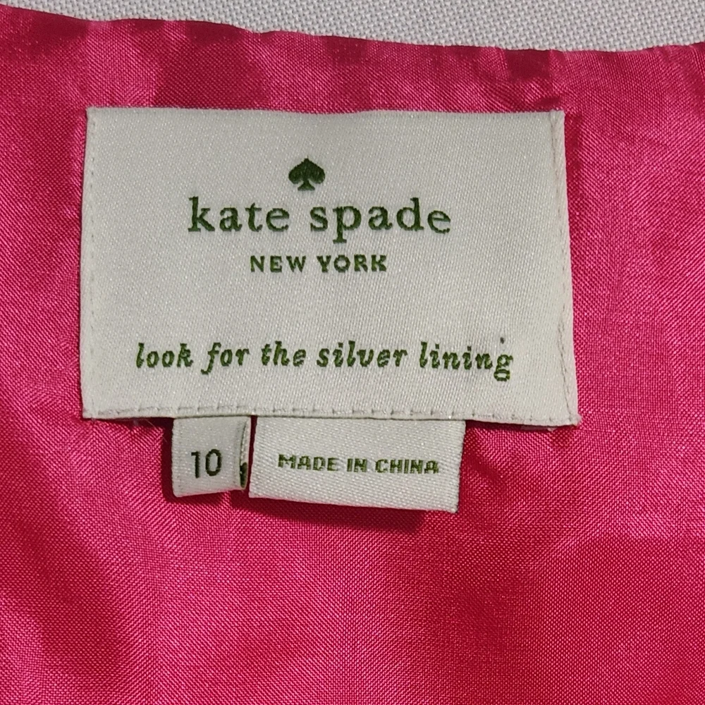 Kate Spade Look For The Silver Lining Dalene Dress Pink Red Trim Womens 10